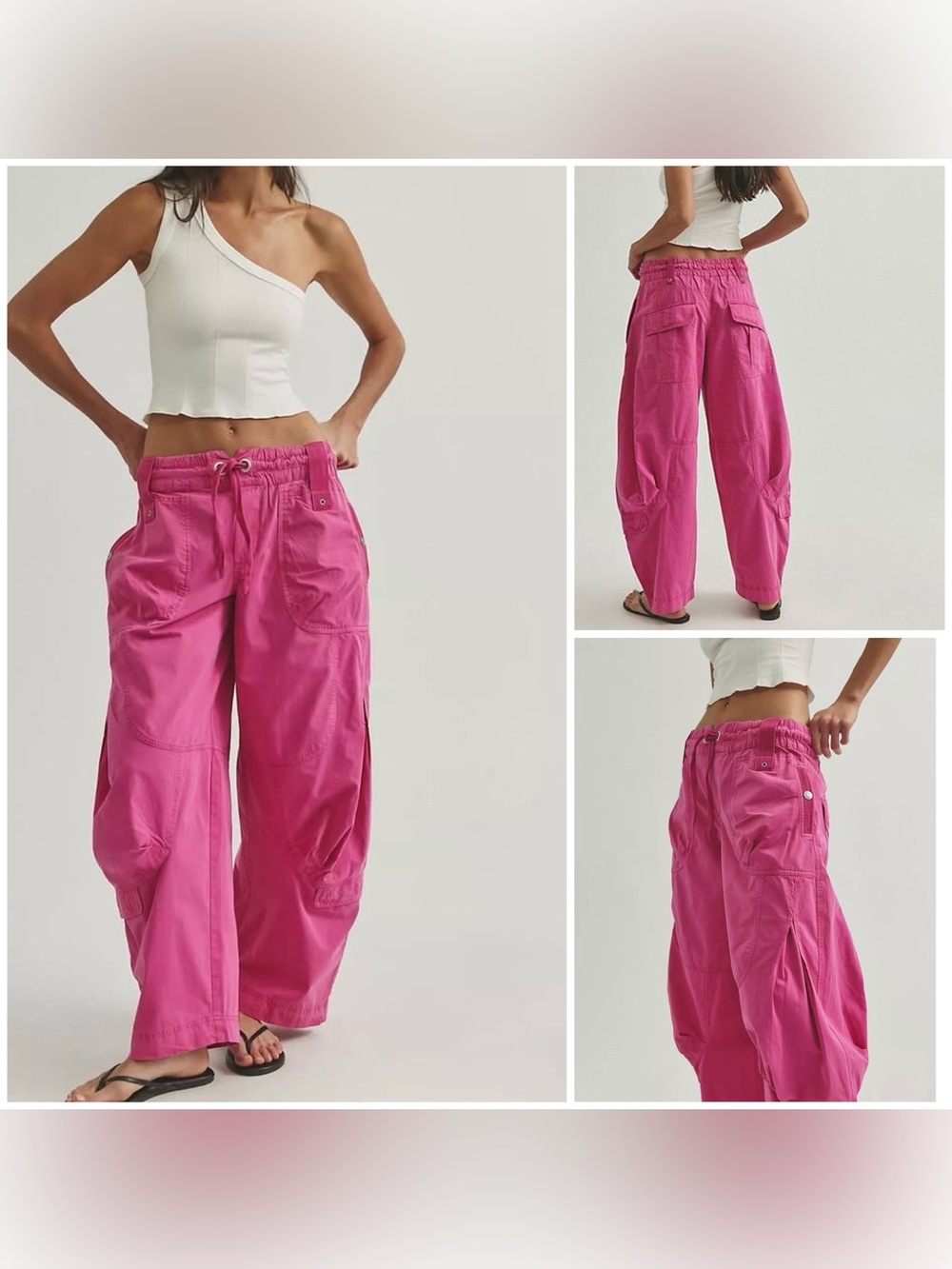 NWT Free People We The Free Onset Pull-On Cargo Pants raspberry ice pink - XS IR